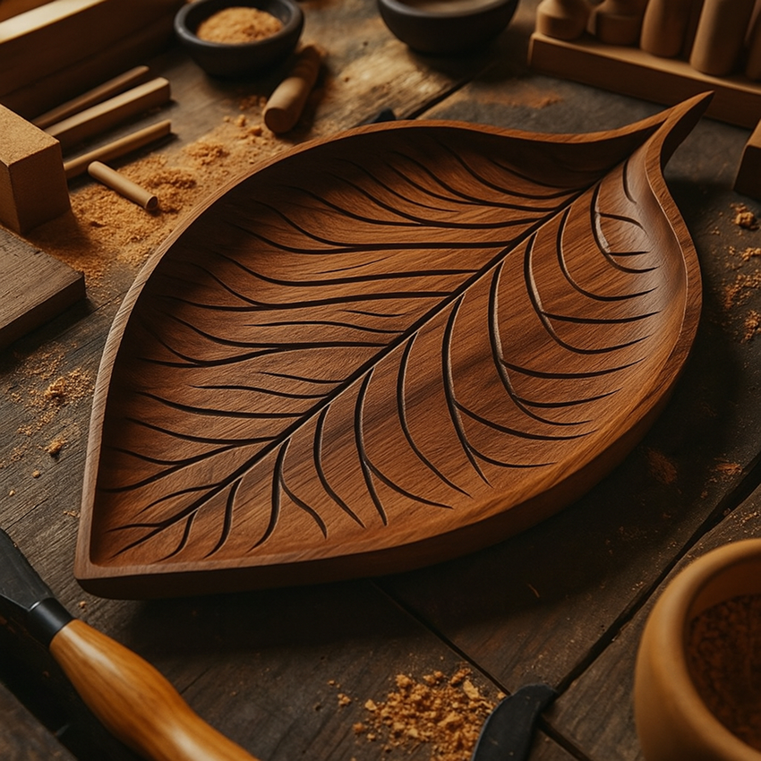 Khay Gỗ Thủ Công Hình Lá