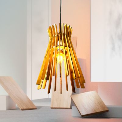 ĐÈN TREO TRẦN GỖ LÁ TRE