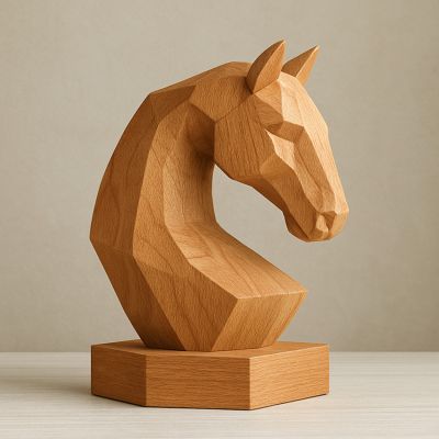 Tượng Gỗ Đầu Ngựa Geometric