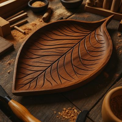 Khay Gỗ Thủ Công Hình Lá