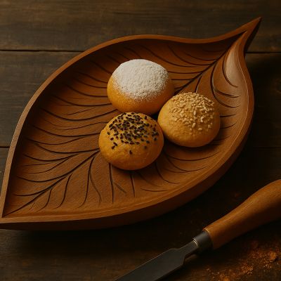 Khay Gỗ Thủ Công Hình Lá