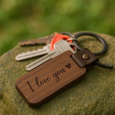 Móc khóa gỗ khắc chữ 